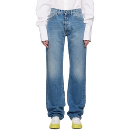 Blue Straight-Leg Jeans 231168F069005