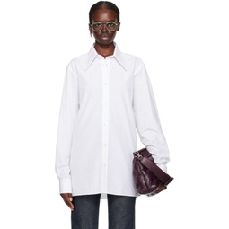 White Pointed Collar Shirt 232168F109018