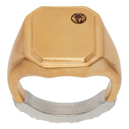 Silver & Gold Textured Ring 222168M147029