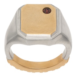 Silver & Gold Textured Ring 222168M147030