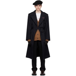 Navy Belted Trench Coat 232168M184005