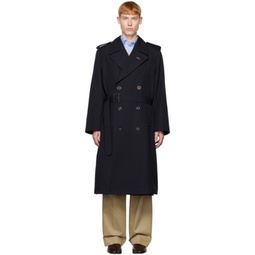 Navy Double-Breasted Trench Coat 222168M184002