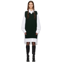 White & Green Paneled Dress 232168F054016