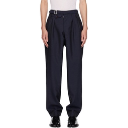 Navy Pleated Trousers 232168M191018