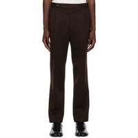 Brown Pleated Trousers 231168M191011