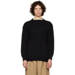 Black Cable Knit Sweater 222168M201007