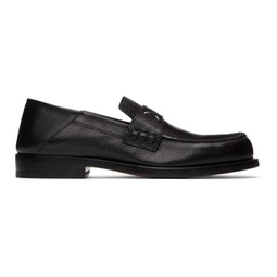 Black Grained Stitch Camden Loafers 221168F121014