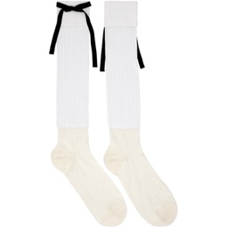 White Couture Bow Socks 241168M220019