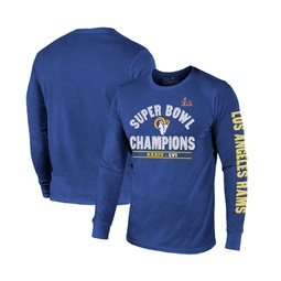 Mens Threads Royal Los Angeles Rams 2-Time Super Bowl Champions Always Champs Tri-Blend Long Sleeve T-shirt