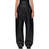 Black Coated Faux-Leather Trousers 241535F087000