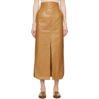 Beige Four-Pocket Faux-Leather Maxi Skirt 241535F093000