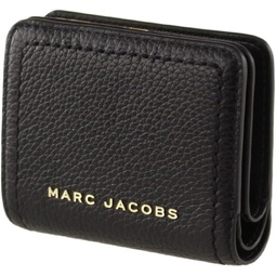Marc Jacobs S101L01SP21 Black With Gold Hardware Top Stitched Compact Zip Womens Leather Wallet