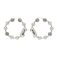Silver The Monogram Ball Chain Hoop Earrings 241190F022003