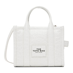 White The Croc-Embossed Small Tote 231190F049090