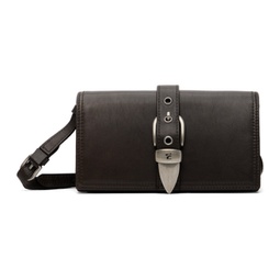 Brown Belted Flap Bag 232369F048040