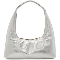 Silver Medium Crinkled Shoulder Bag 232369F048012
