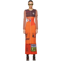 Brown & Orange Regenerated Maxi Dress 232020F054003