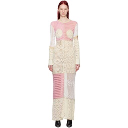 Beige & Pink Regenerated Maxi Dress 241020F055004