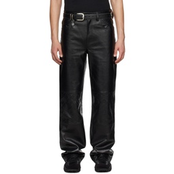 Black Embossed Leather Pants 241020M189001