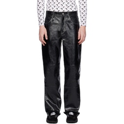 Black Embossed Leather Pants 232020M189000