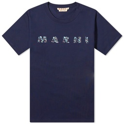 Marni Floral Logo T-Shirt Blublack