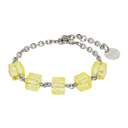 Silver & Yellow Dice Charm Bracelet 241379M142006