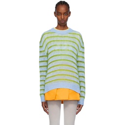 Blue & Green Striped Sweater 241379F096030