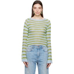 Blue & Green Striped Sweater 241379F096002
