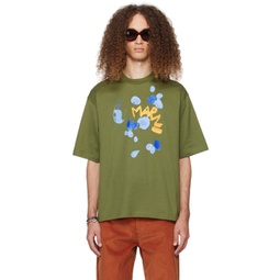 Green Dripping Flower T-Shirt 241379M213018