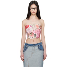 Pink Floral Tube Top 241379F111001