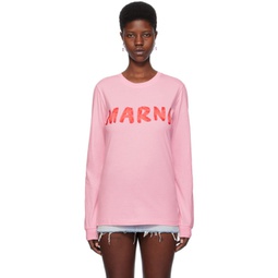 Pink Printed Long Sleeve T-Shirt 241379F110012