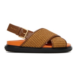 Brown & Orange Fussbett Criss-Cross Sandals 241379F124024