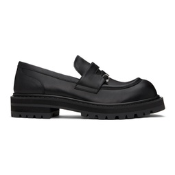 Black Leather Chunky Loafers 241379M231013