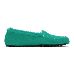Green Calf-Hair Moc Loafers 241379M231030