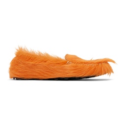 Orange Calf-Hair Moc Loafers 241379M231031