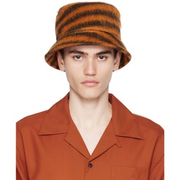 Black & Orange Striped Bucket Hat 232379M140008