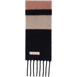 Black & Pink Striped Alpaca Scarf 232379F028025