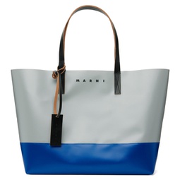 Gray & Blue Tribeca East West Tote 232379M172036