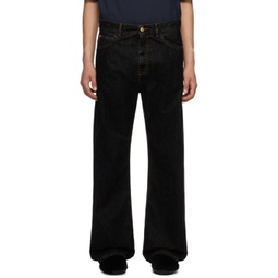 Black Flocked Denim Jeans 241379M186007