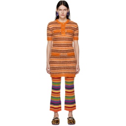 Brown & Orange Striped Minidress 231379F052005
