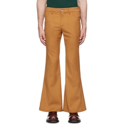 Tan Embroidered Trousers 241379M186017