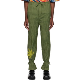 Green No Vacancy Inn Edition Crinkled Trousers 232379M191000