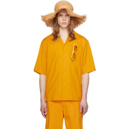 Orange Printed Shirt 241379M192017