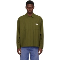 Green Zip-Up Long Sleeve Shirt 241379M192005