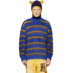 Blue & Yellow Striped Sweater 241379M201021
