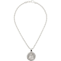Silver Medallion Chain Necklace 241153M145026