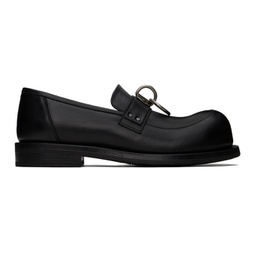 Black Bulb Toe Ring Loafers 241892M231005
