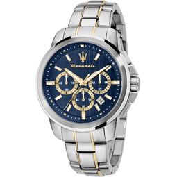 Maserati Mens Watch, SUCCESSO Collection, in Steel, PVD Gold - R8873621016, Silver, 44mm, Bracelet