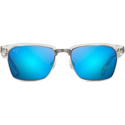Maui Jim Unisex Sunglasses Clear Frame, Blue Hawaii Mirror Polarized Lenses, 54MM