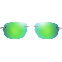 Maui Jim Mens and Womens Nanea Polarized Rimless Sunglasses, Matte Silver/MAUIGreen, Medium